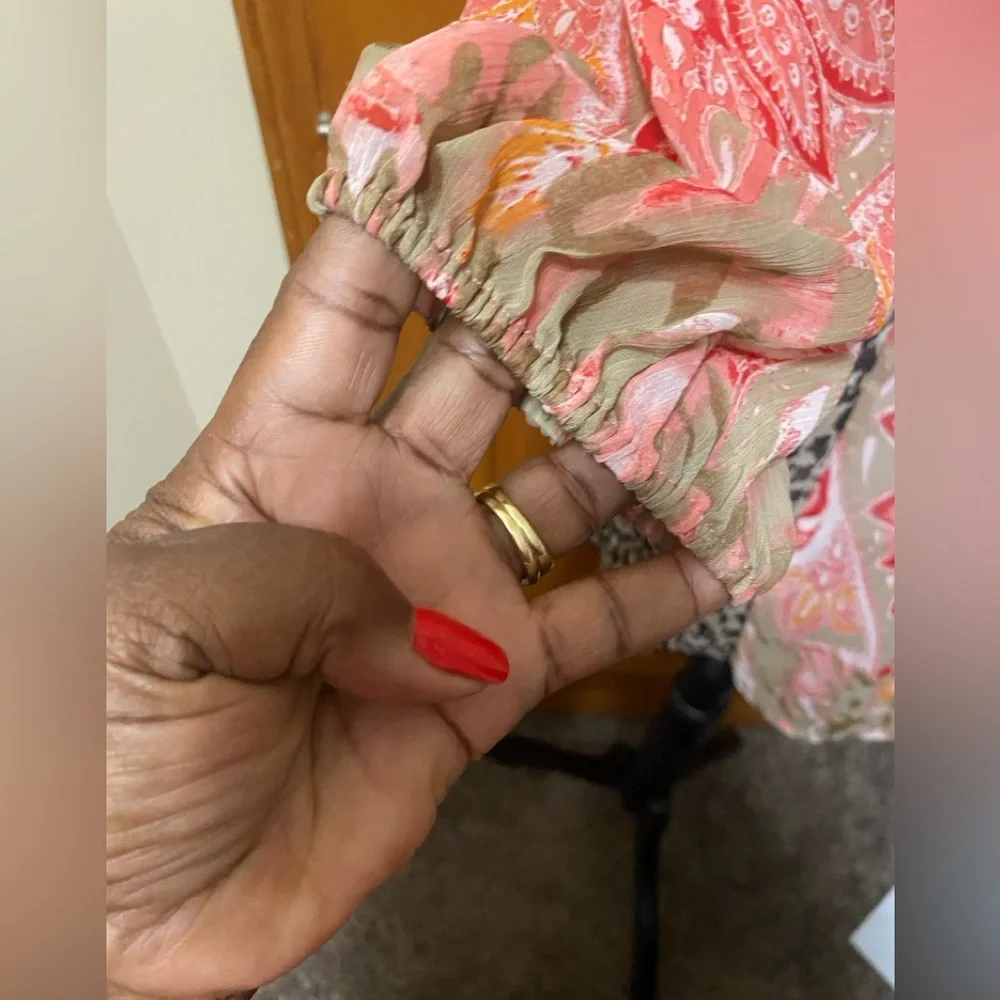 Style & Co Sheer Embroidered Animal Print Blouse - Picture 4 of 4